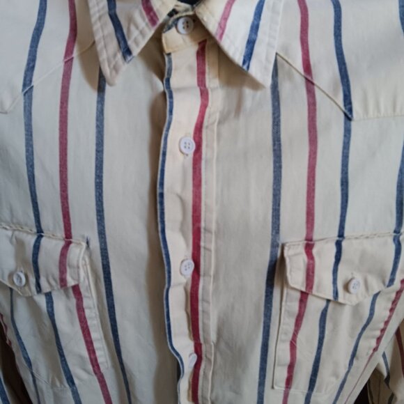 Wrangler Mens Vintage Western Shirt Large Brushpopper 16.5-35 X-Long Tails 90s - Picture 3 of 6